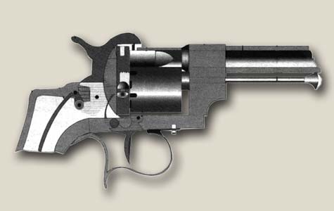 Diagram of a Lefaucheux pin-fire revolver