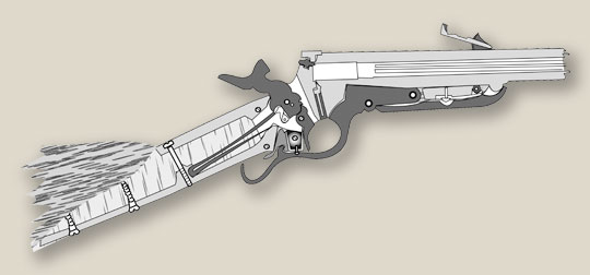 diagram of the sharps sliding barrel mechanism while loaded